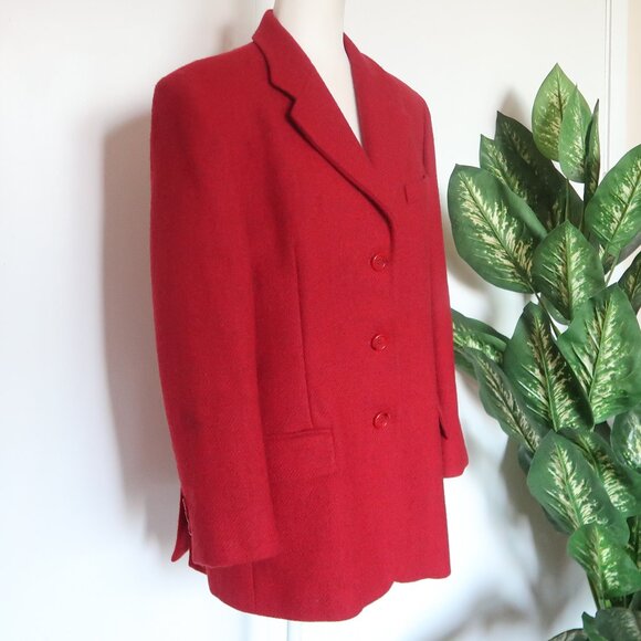 Weekend Max Mara Red Virgin Wool Single-breasted Blazer Short Coat Size 10 - Picture 5 of 14